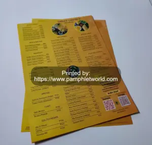 Menu Printing Services Delhi NCR