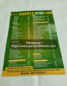 Food Menu Printing Delhi