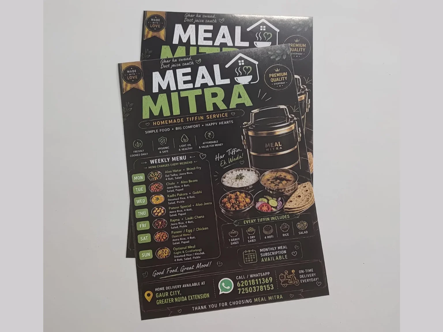 Home made food tiffin services pamphlet printing