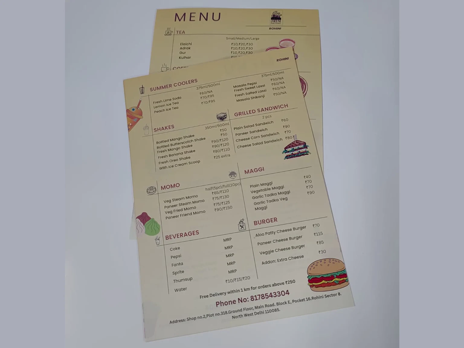 Restaurants menu printing service