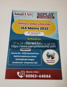A4 size Leaflet printed for Kalam IAS institution